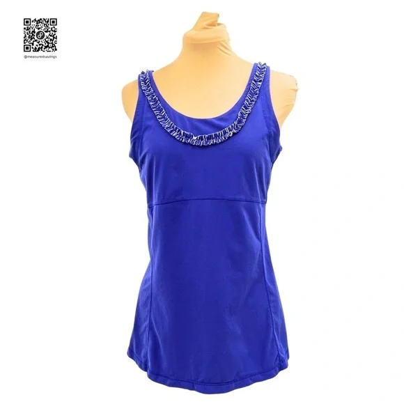 Lucy - (Large) Purple Athletic Tank with Fringe Trim - Picture 9 of 9